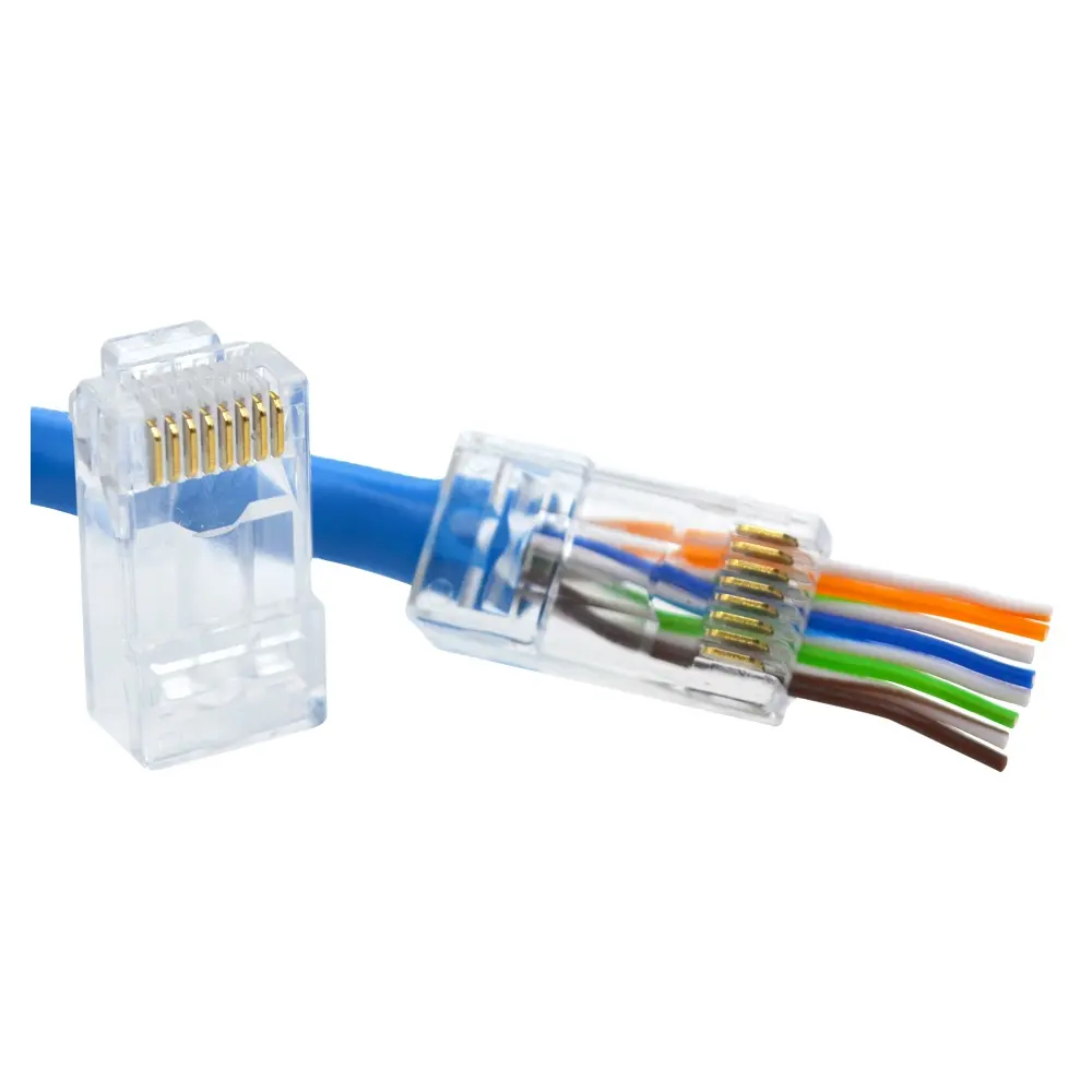 Cat6 RJ45 проходной разъем позолоченный 8P8C Connecteur RJ45