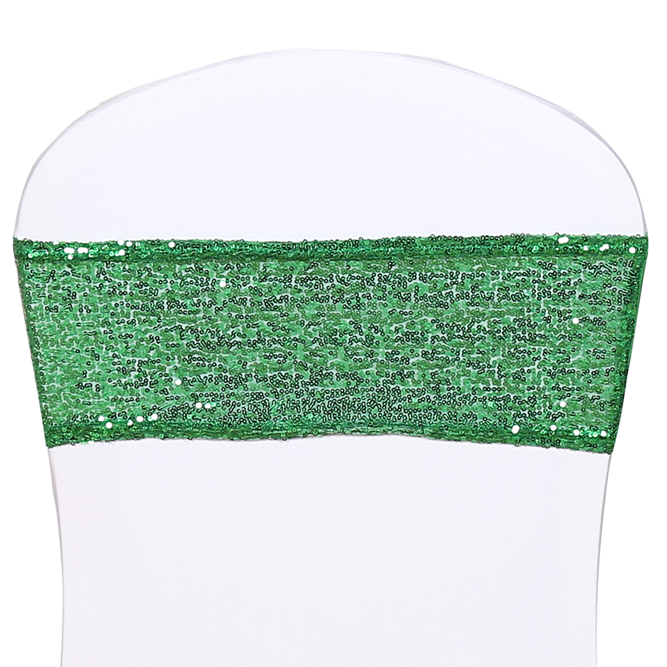Elastic shiny elegant green sequin spandex chair bands chair sashes for Banquet party events wedding decoration