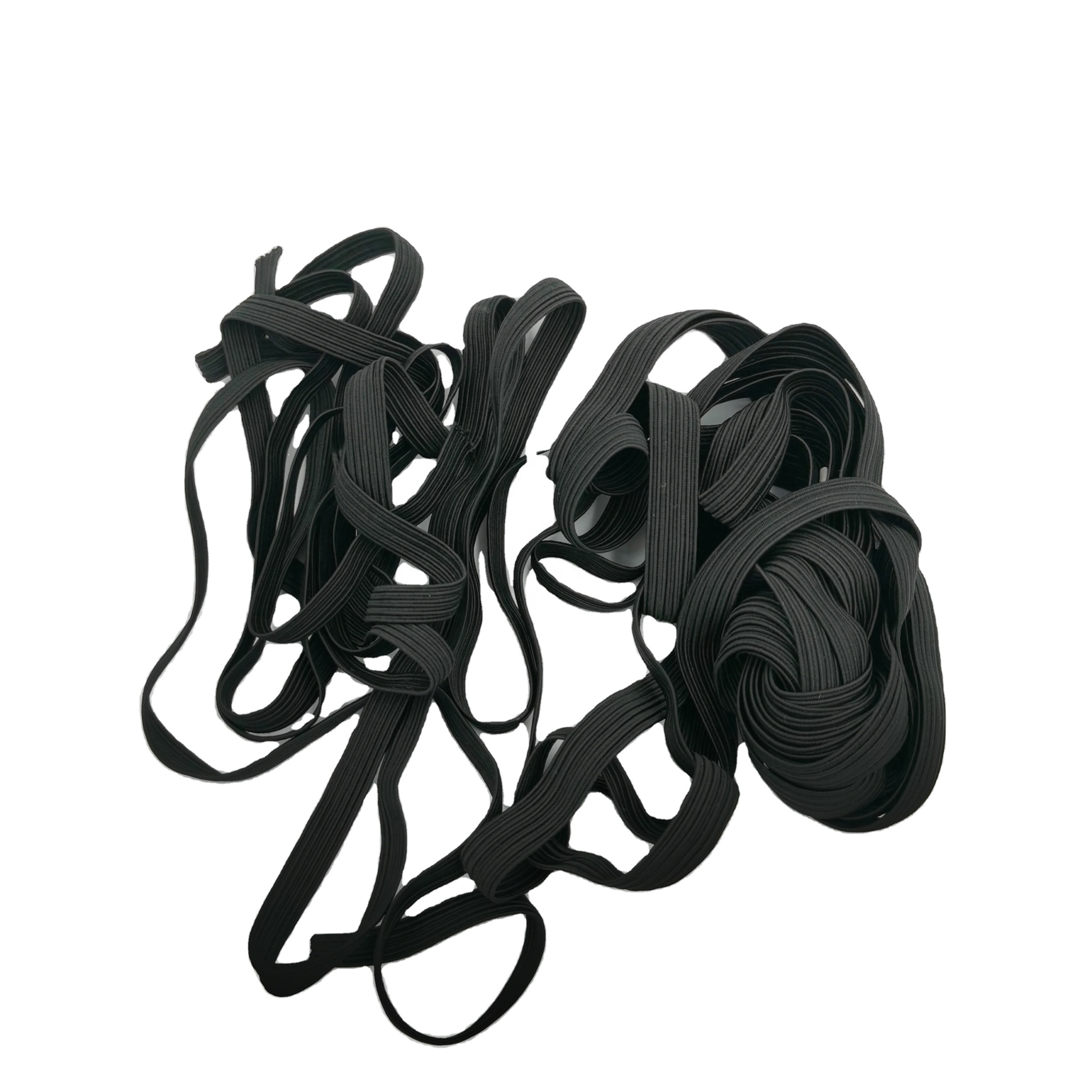 12mm elastic band sewing black white Knitted Textile Flat Braided For Garment 3mm 1/4 inch Custom Knitted Braided Elastic Band