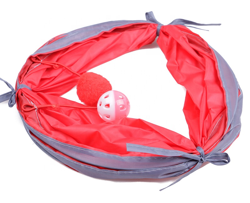 Funny pet cat tunnel 2 hole game tube ball collapsible wrinkle kitten toy