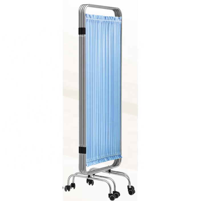 Economic Hospital Room Furniture Stainless Steel Foldable Screen with Casters