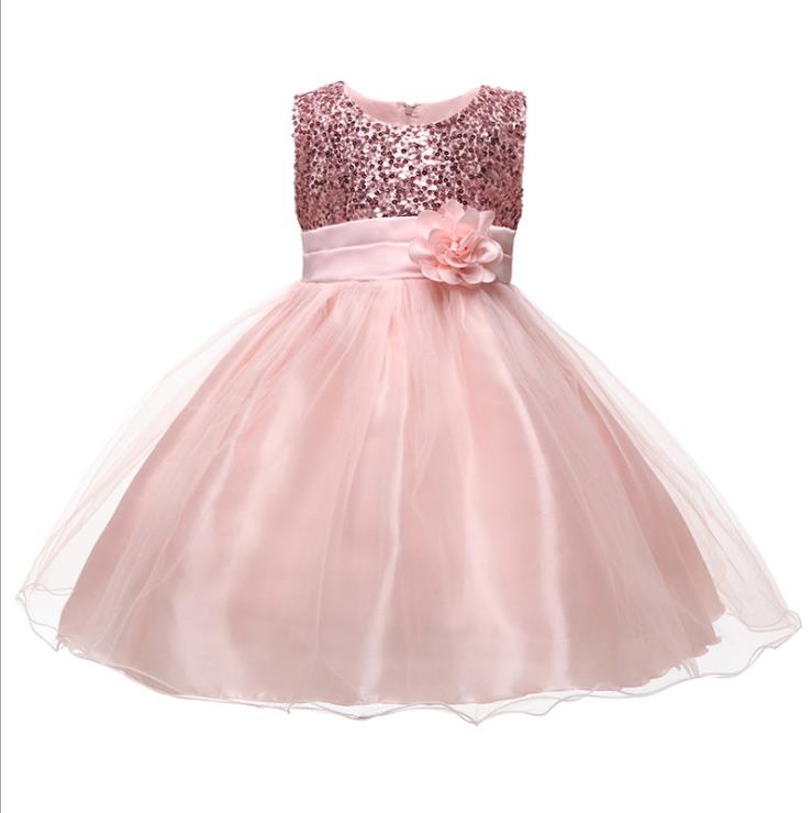 HYM44 Princess Flower Girl Dress Summer Tutu Wedding Birthday Party Dresses For Girls Children's Costume New Year kids clothes
