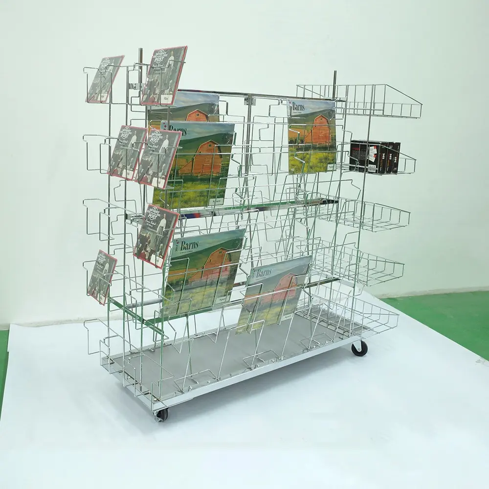 Magazine Rack Hot Sale Counter Top Iron Wire Magazine Rack Bookshelf Library Commercial Floor Library Metal Magazine Rack From China Supplier