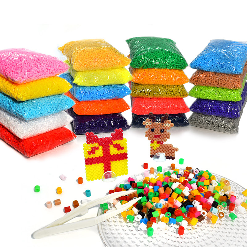 5mm Wholesale Hot Sale Kids Educational Toys 57 Colors Monochrome Bagged Pegboard Ironing Fuseperler Hama Beads Kit