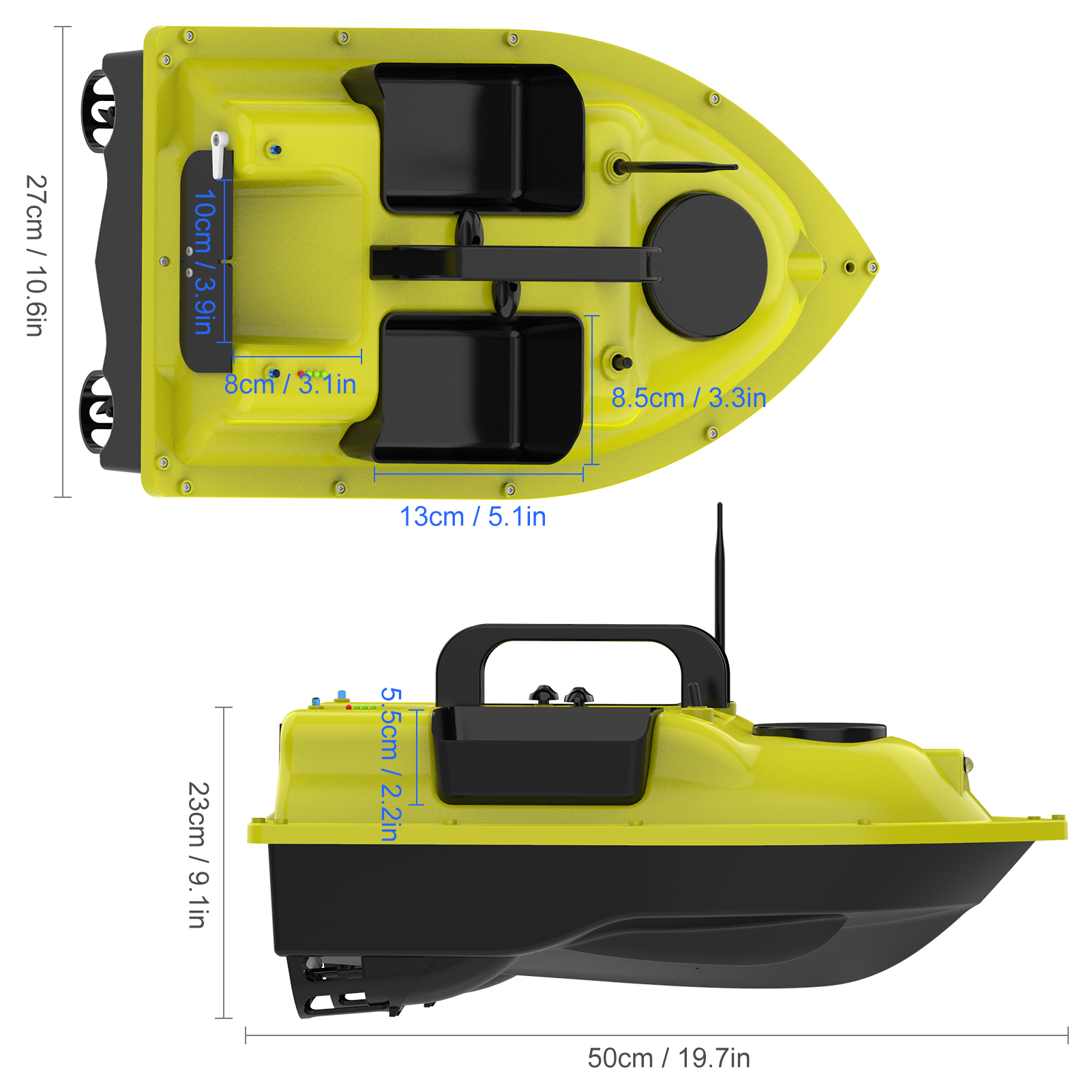 GPS Automatic Fixed Speed Cruise Remote Fishing Bait Boats 3 Container 400-500M Range Control Fishing Bait Boat