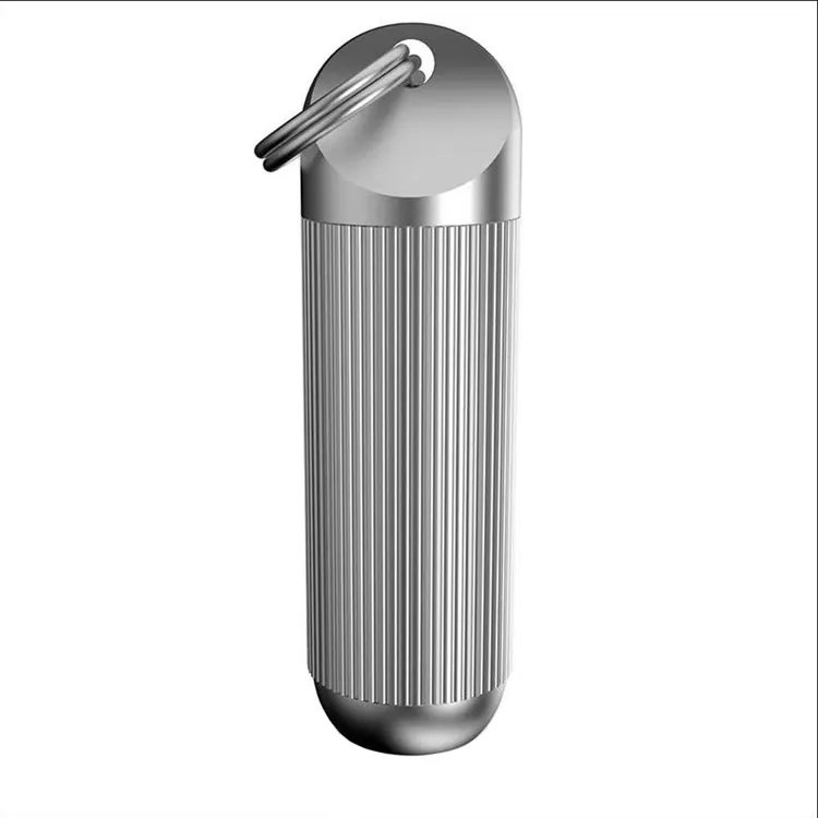 Portable Waterproof Aluminium Stainless Steel Pill Box With Keychain Metal Travel Pill Case