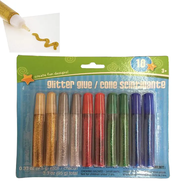 Amazon hot sale wholesale 10 pcs glitter glue for kids crafts school projects paper artwork