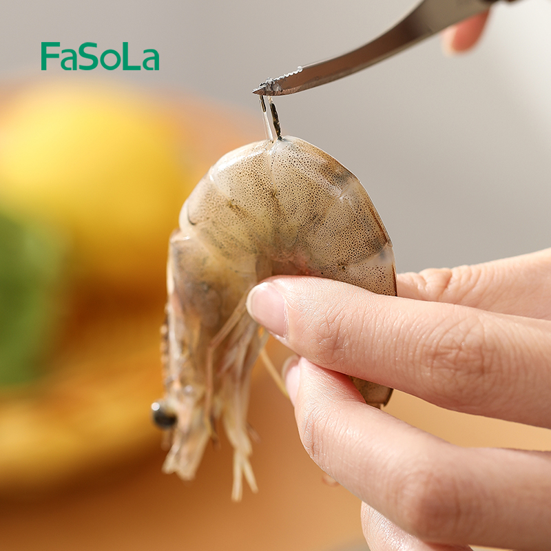 FaSoLa Kitchen Seafood Tools Removal Shrimp knife stainless steel Opener Knife Silver