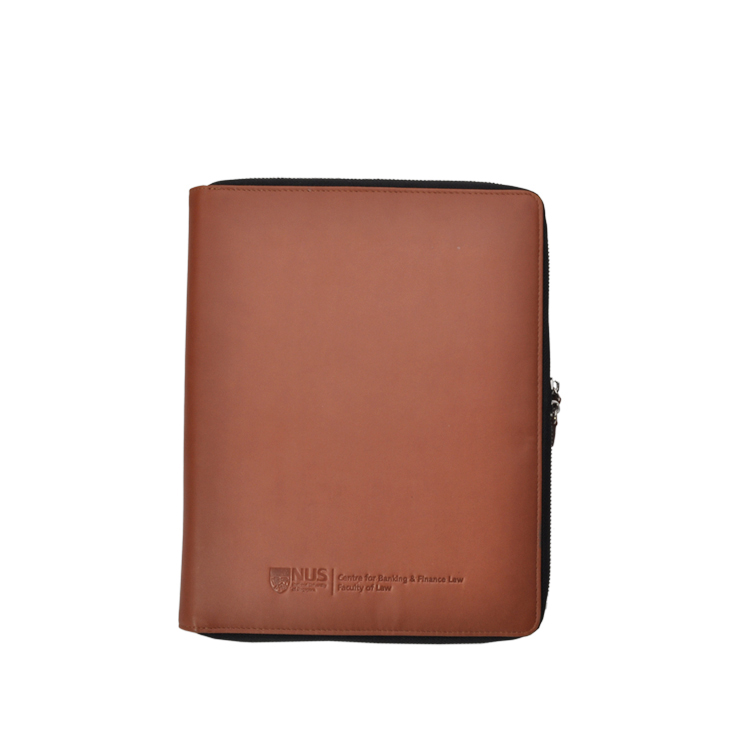 Customized A5 PU leather loose leaf Organizer zipper portfolio Binder file folder LOGO tablet pocket and notepad