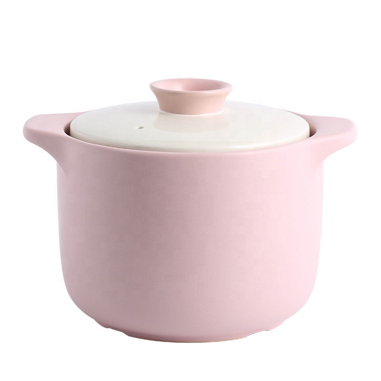 European style high quality tableware heat-resistant round ceramic color casserole pot with lid