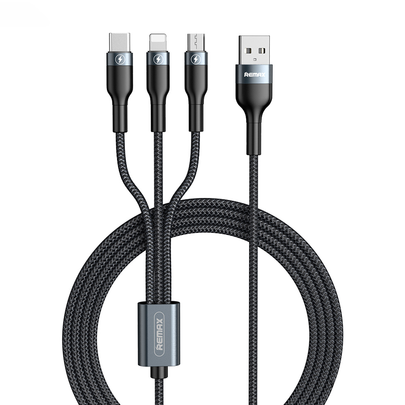 Remax Join Us RC-070th, 1,2 м, 3 в 1, usb кабель, 2 А, рыболовная сеть, нейлоновый Плетеный usb кабель, зарядное устройство для мобильного телефона