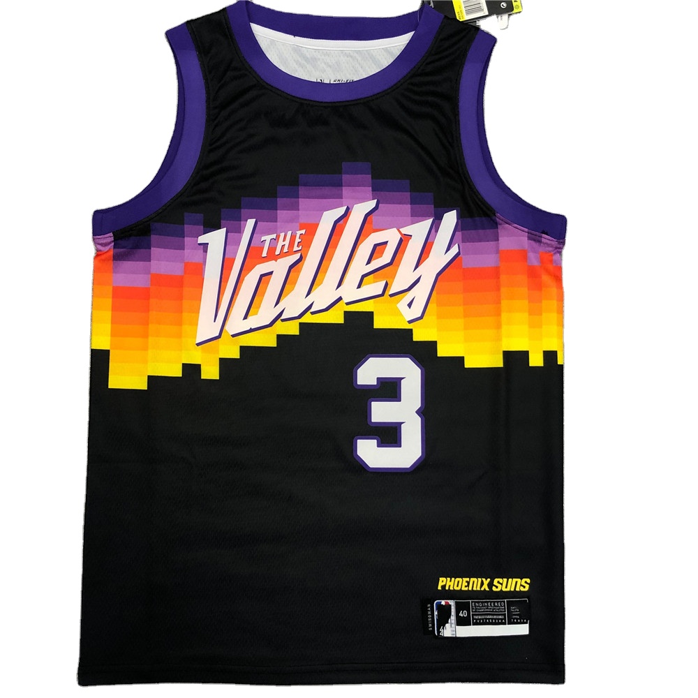Sublimation Wholesale Black Basketball Uniform 1 devi n booker jersey 3 Paul Custom Basketball phoenix sun sport Jersey