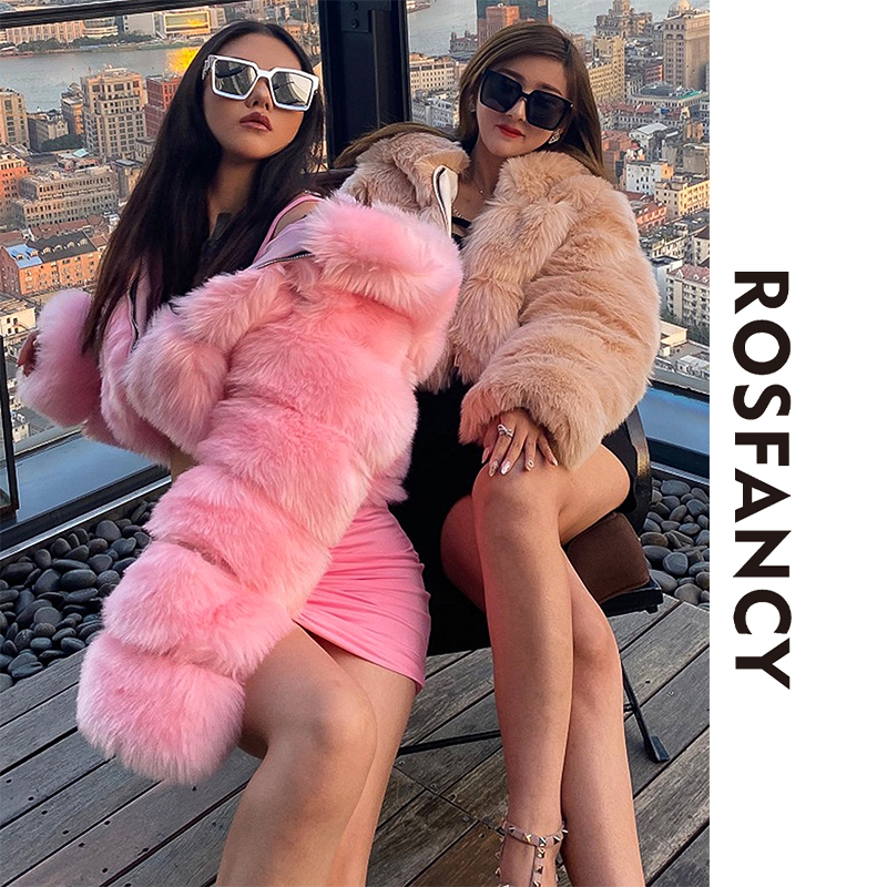 Custom Wholesale Winter Warm Fox Female Short Classic Lady Colorful Full Sleeve Real Fox Fur Coat Fur Jacket Women