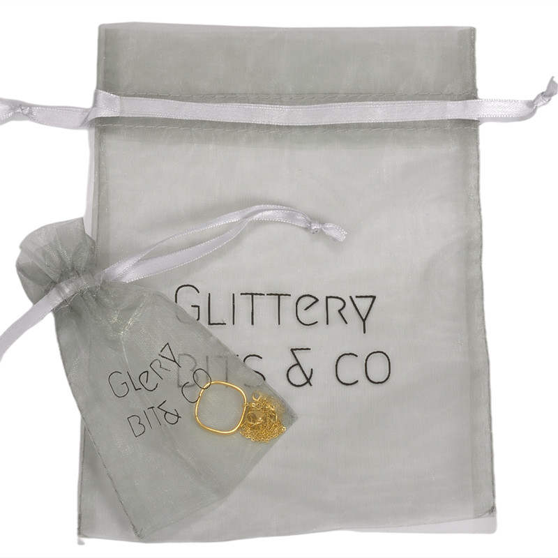 Customized Logo Printing Fabric Packing Bag Grey Organza Gift Pouch Bag Organza Drawstring Bag