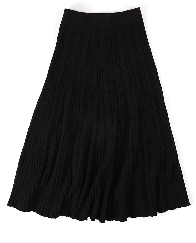 women autumn winter high waist 100% pure cashmere long knitted pleated maxi A line swing cashmere sweater skirt