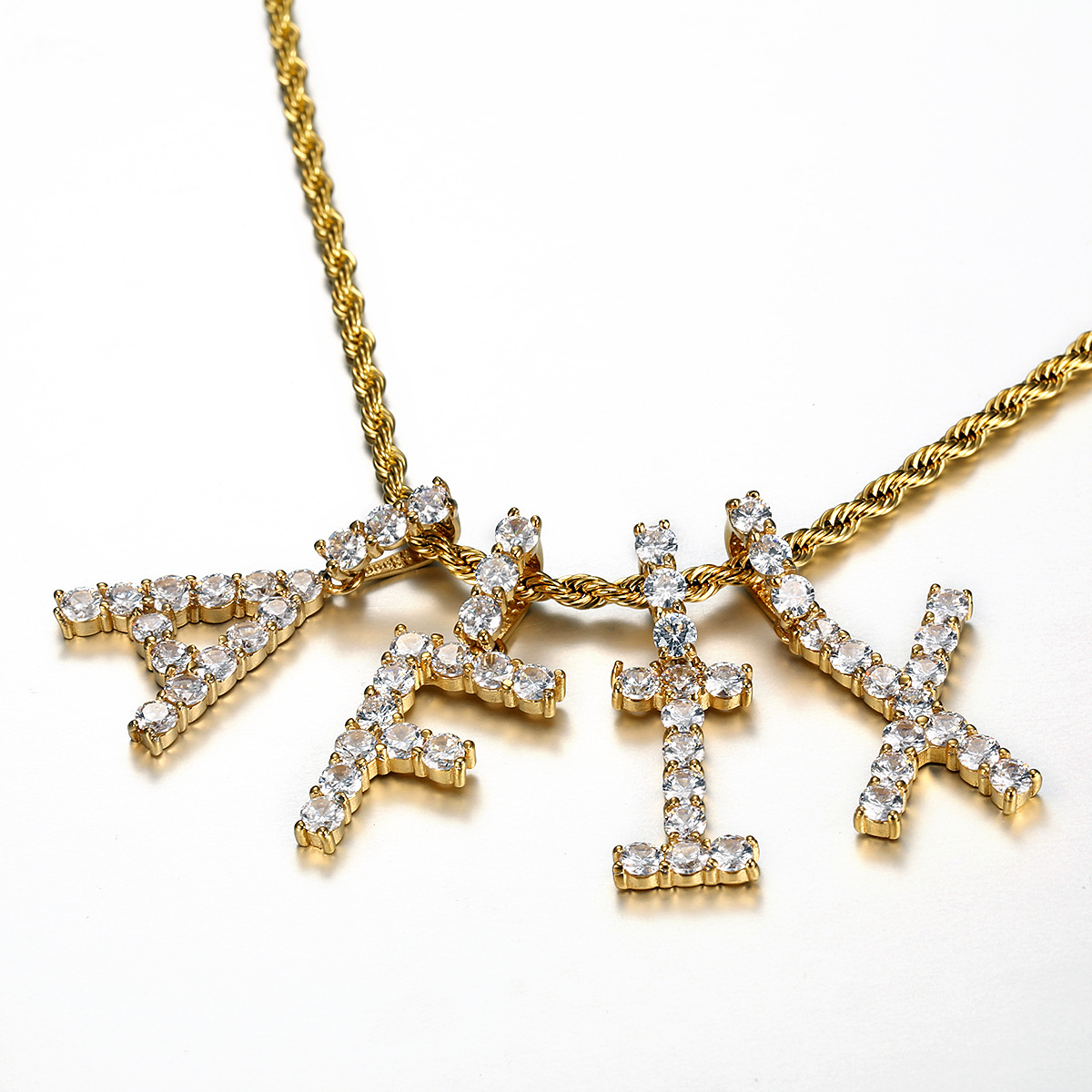 High quality pave cz stainless steel small initial letter pendant