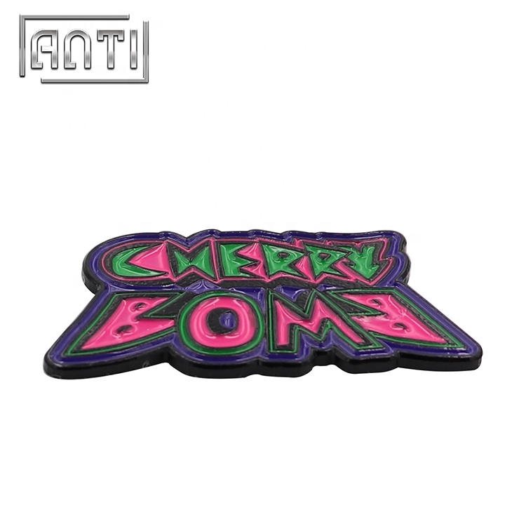 Wholesale Customized cool black colour Letter halloween black nickel soft enamel Lapel Pin