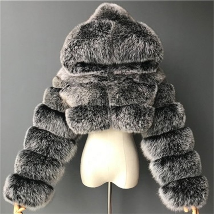 Новое зимнее пальто, женская куртка из искусственного лисьего меха с капюшоном, модное короткое стильное пальто из искусственного меха для женщин