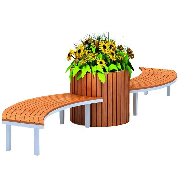 Наружные сиденья из ПВХ для общественного парка с коробкой для растений