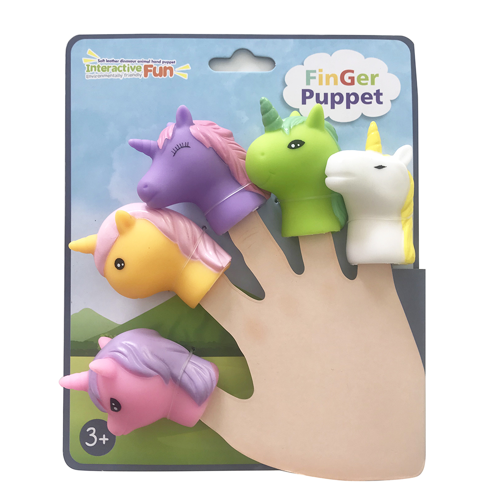Cartoon soft plastic unicon shape children vinyl finger toy puppets