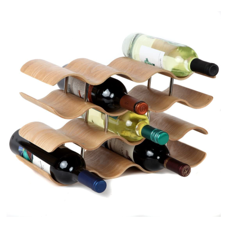 Detachable modern wooden table top wave wine rack household decoration solid wood storage rack
