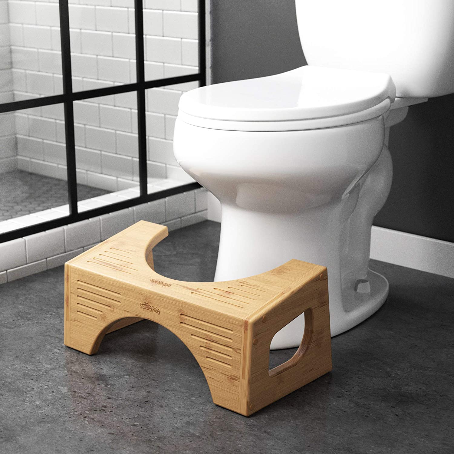 Squatty Potty Non-slip Bathroom Flip Footstool Bamboo Foldable Toilet Stool for Bathroom