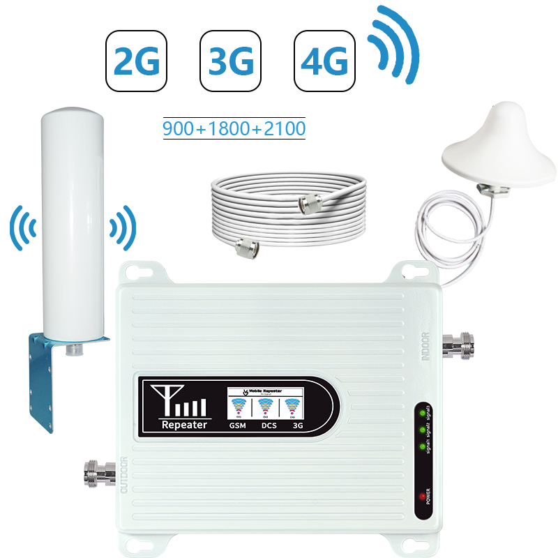 Amplificateur Du сигнала 2G, 3G, 4G повторитель усилитель 900/1800/2100 МГц трехдиапазонный Lte Gsm усилитель сигнала для мобильного телефона
