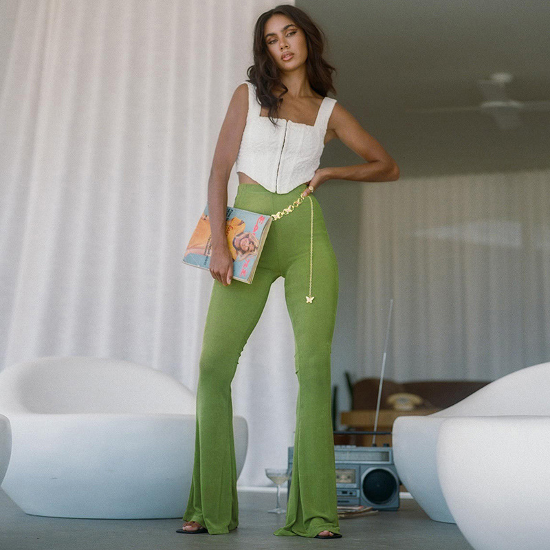 Factory Sale Pants Women Sexy Girls Sexy High-Waist Elastic Wrap Hip Slim Flared Pants Long Women