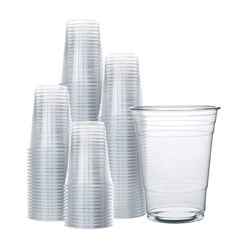 16 oz-98 mm with stock Recyclable PET Plastic Cup from China disposable cups with cover and straws plastic cup