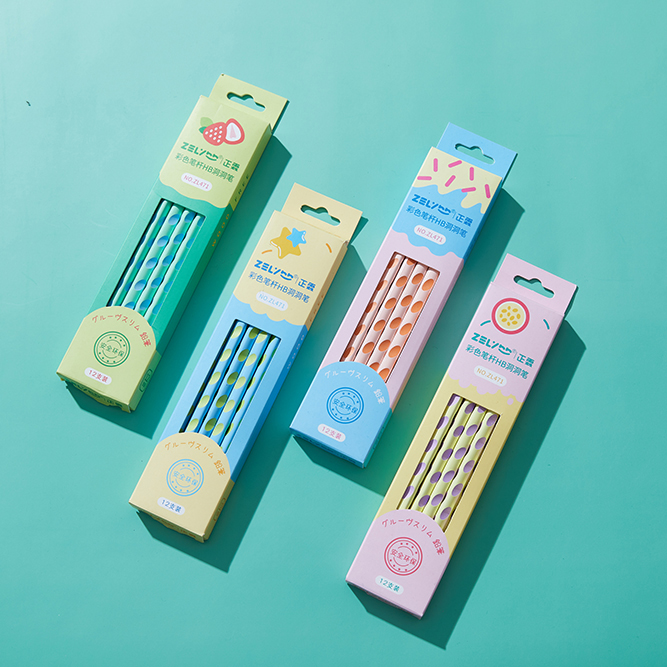 ZL471 Hot Sale Luxury color box packing non-toxic colored penholder Slim Groove Pencil Grip HB pencil for back to school