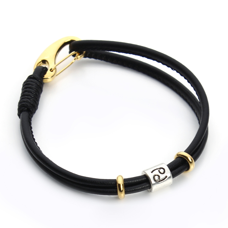 2021 New trendy handmade design Sheepskin zodiac cuban Bracelet men jewelry