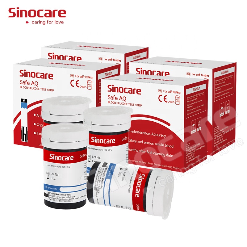 Одноразовые полоски для глюкометра Sinocare Safe AQ Voice, точные и легкие тест-полоски для диабета, набор с ланцетами 200 шт.