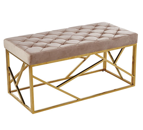 2021 New Modern top-rated dining room living room bench with stainless steel and velvet