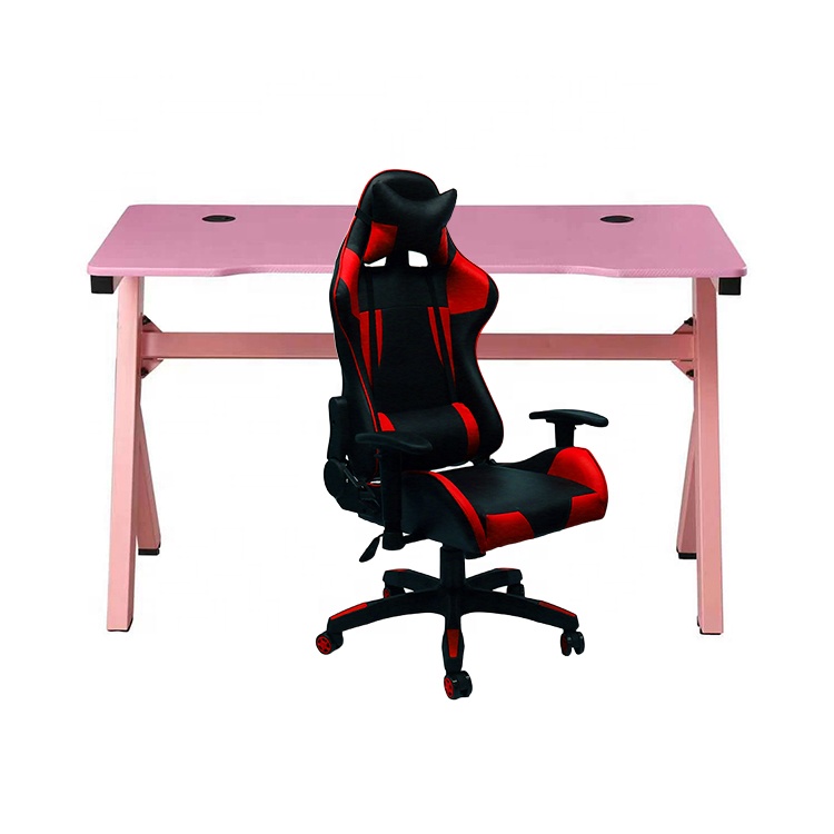 PC gaming table z shape leg pink desk pc gaming computer laptop table for gaming