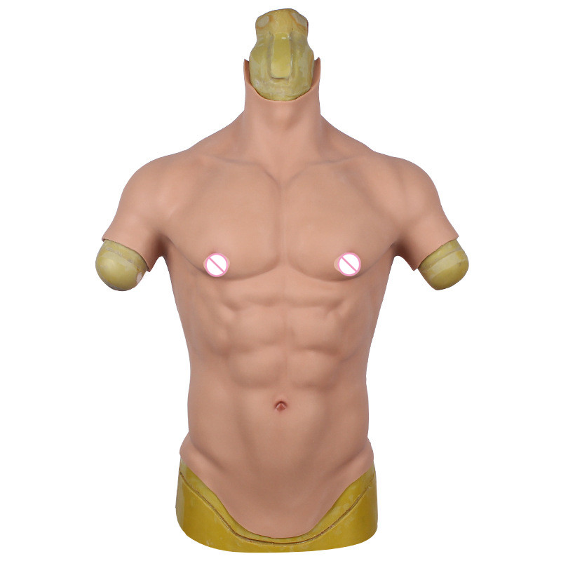 Realistic Artificial Soft Silicone Simulation Muscles Suit Costume Bodysuit With Male Chest And Muscle Belly Underwear