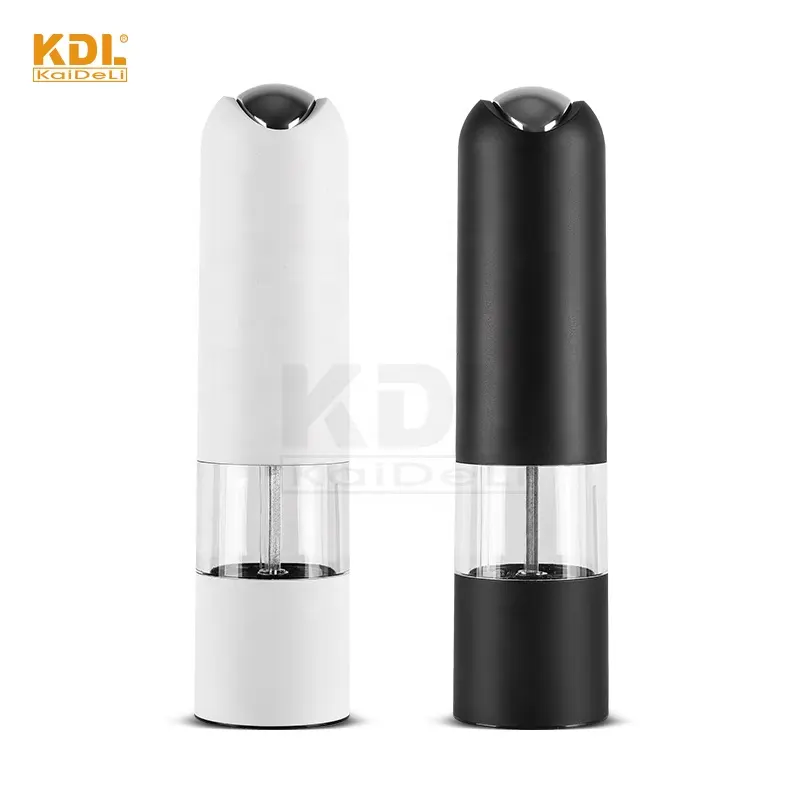 6 AAA Batteries Operated Electric Pepper Grinder Salt Mill With White LED Light
