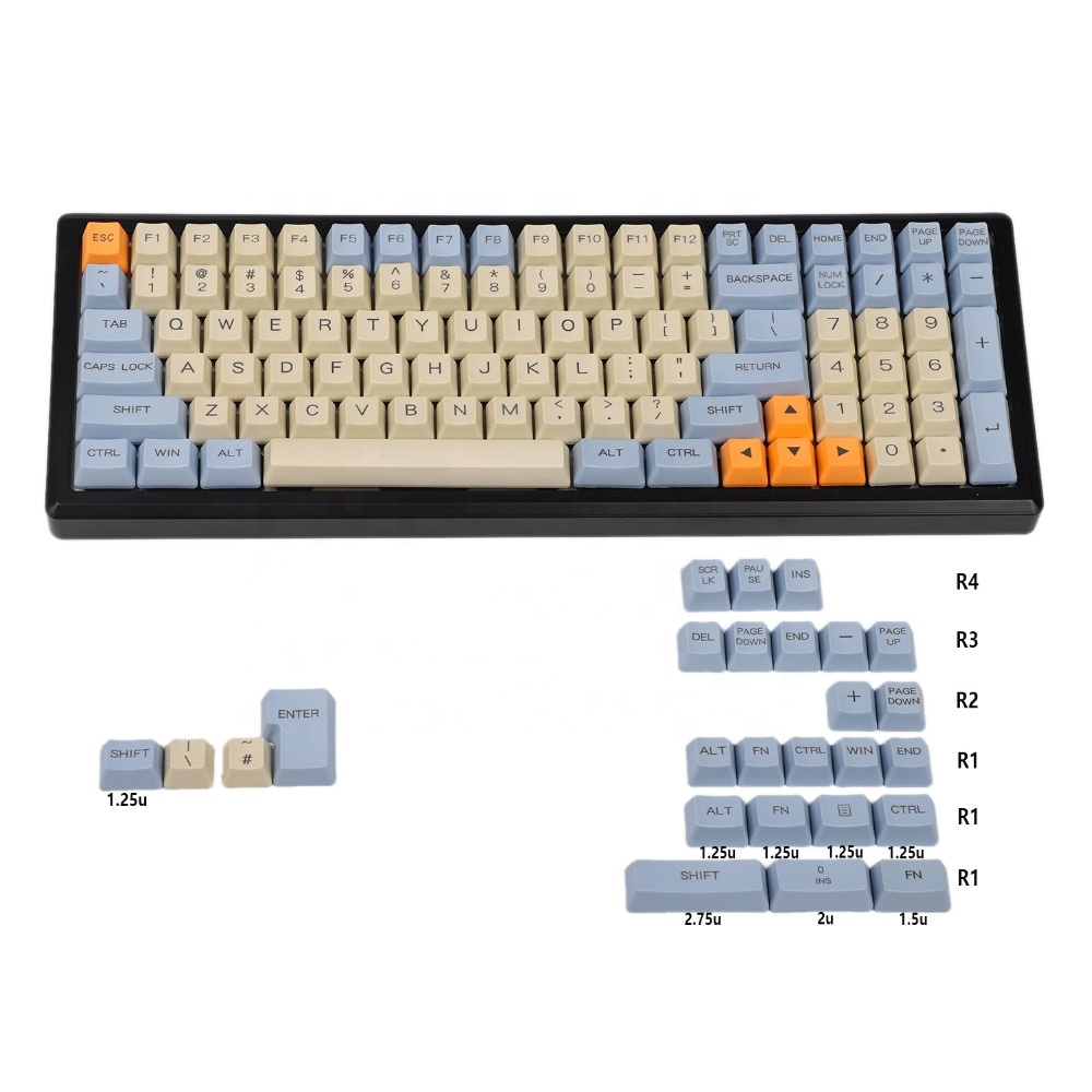 125 ключи 1,5 мм колпачки 108 104 980 96 87 84 61 совместим с pbt Материал утолщенный OEM высота клавиши
