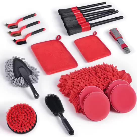19 Pcs Car Detailing Kit Internal and External Car Tool kit Drill Brush Set for Cleaning Wheels
