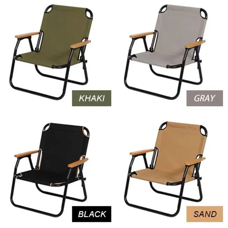 YILU Portable Outdoor Camp Chair Beach Foldable Wood Armrest Chair Folding Luxury Camping Chair