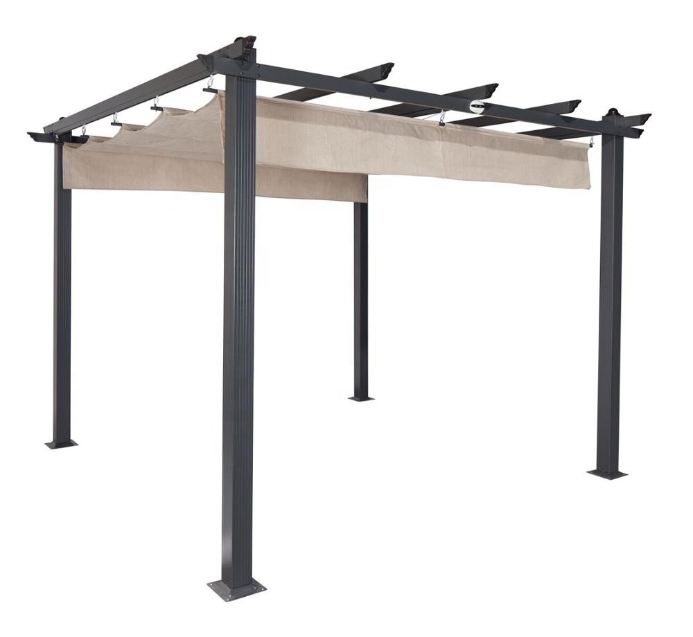 Manufacturer 10Ft X 10Ft Outdoor Aluminum Pergola Gazebo With Retractable Roof