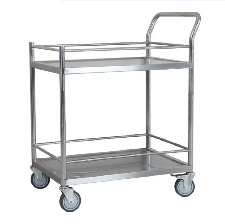 Stainless steel serving cart medical laboratory trolley