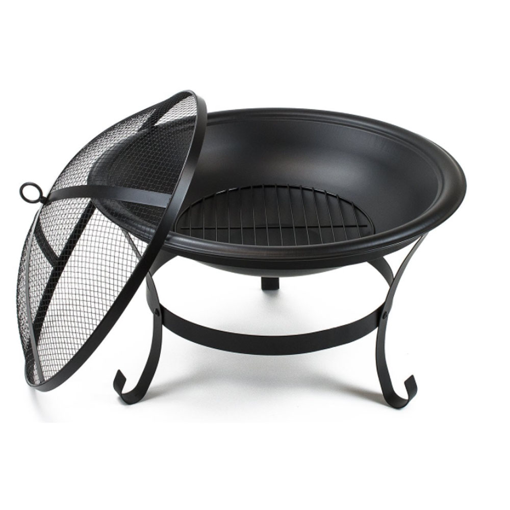 Fire Pits Outdoor Firepit Steel BBQ Grill Fire Bowl with Spark Screen, Log Grate, Poker for Camping Patio Backyard Garden Picnic