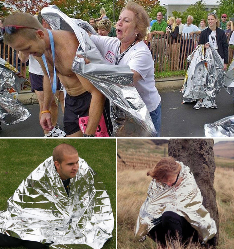 First Aid Devices Waterproof Foil Aluminum Blanket Folding Thermal Blanket Wrap Emergency Blankets
