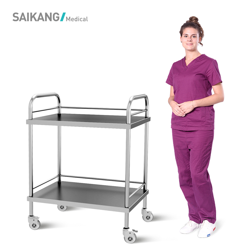 SKH006 SAIKANG Professional Hospital Service Trolley Stainless Steel Medical Instrument Trolley