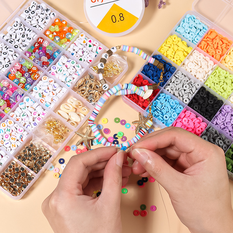 Amazon 1 Box 12 Colors and 12 Handmade Flat Round Polymer Clay Bead 6mm Loose Spacer Beads For DIY Jewelry Making Bracelet