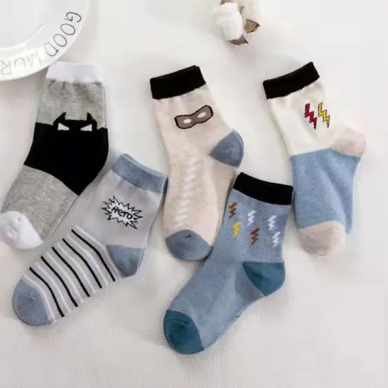 Children's socks wholesale winter cartoon boy warm socks match color check baby tube socks