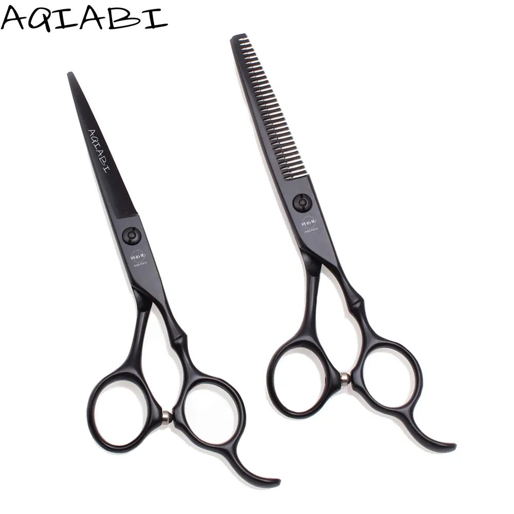 Hairdressing Scissors 5.5'' 6" AQIABI JP Steel Barber Thinning Shears Hair Cutting Scissors Hair Scissors Salon Black A9030