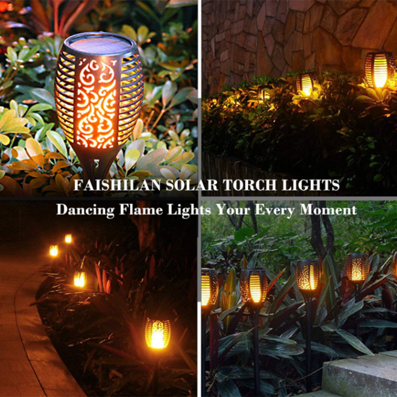 12LED MINI Torch Lights Realistic Dancing Flames ABS IP65 Waterproof Outdoor Lawn Led Solar Garden Light