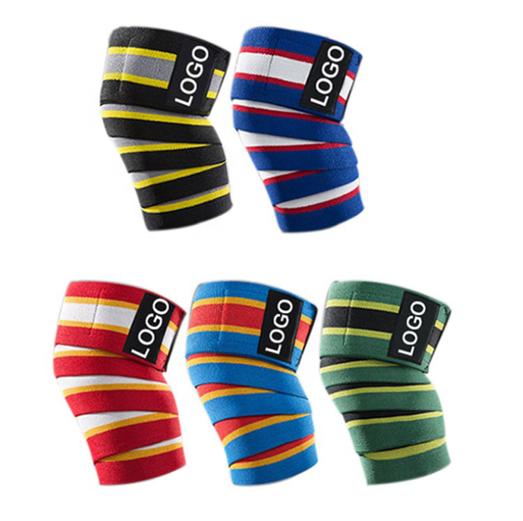 FANDING Customized Color Adjustable Long Knee Squat Straps for Compression Weightlifting cross training Knee Staps Wraps