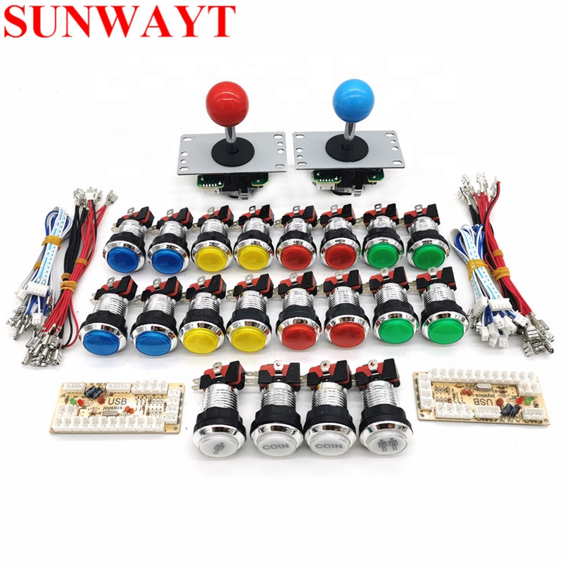 Аркадная игра DIY запчасти комплект нулевой задержки USB кодировщик к ПК + 8Way Sanwa Джойстик + хромированная подсветка кнопочный комплект для игры Mame